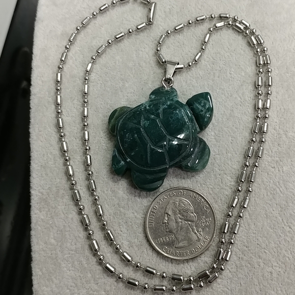 Turtle Indian Agate Necklace Natural Gemstone Crystal Tortoise Pendant 🐢 - Picture 15 of 17